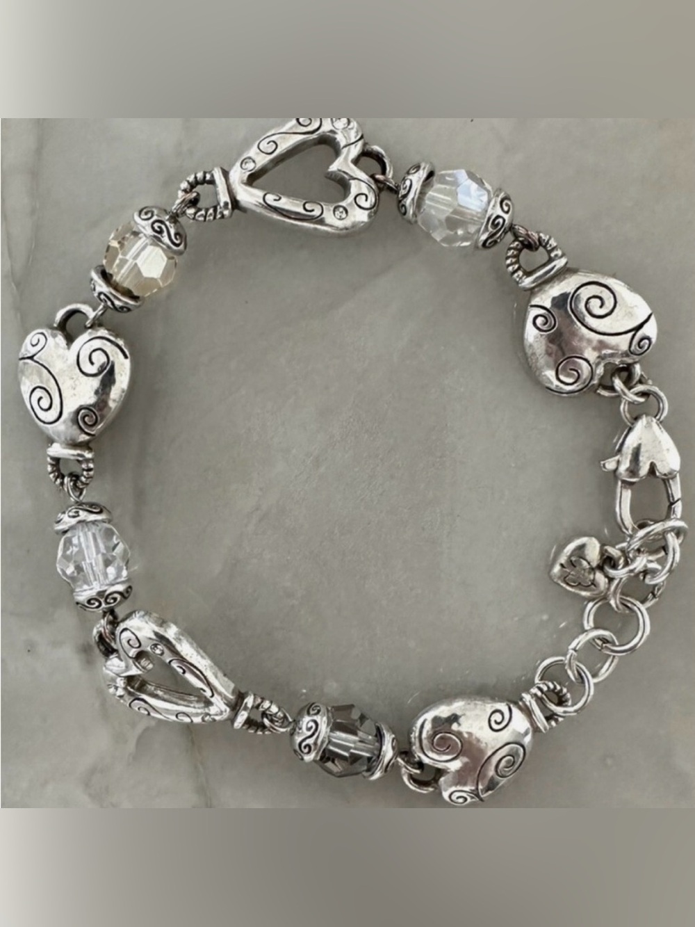 Brighton Silver Heart Bracelet Swarovski beads